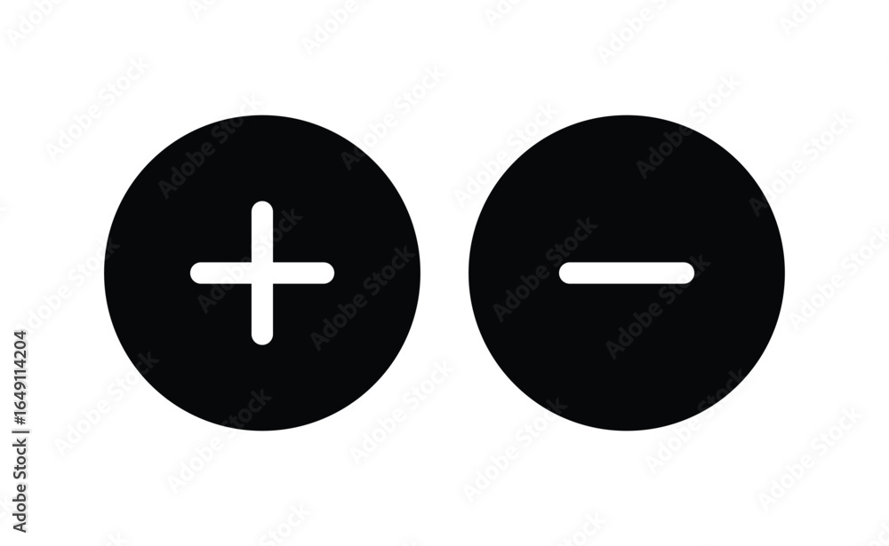 Plus and Minus Symbol, Create and Remove Icon Vector Plus and Minus Symbol, Create and Remove Icon Vector