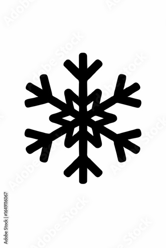 Black Snowflake Silhouette with Six Symmetrical Branches – Minimalist Winter and Holiday Design Symbolizing Purity and Seasonal Celebration
