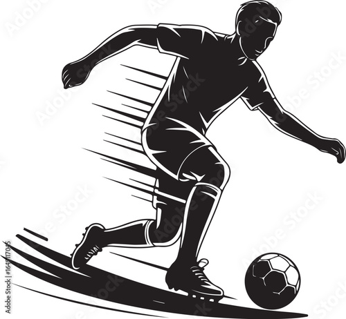 Dynamic soccer player in action scoring goal