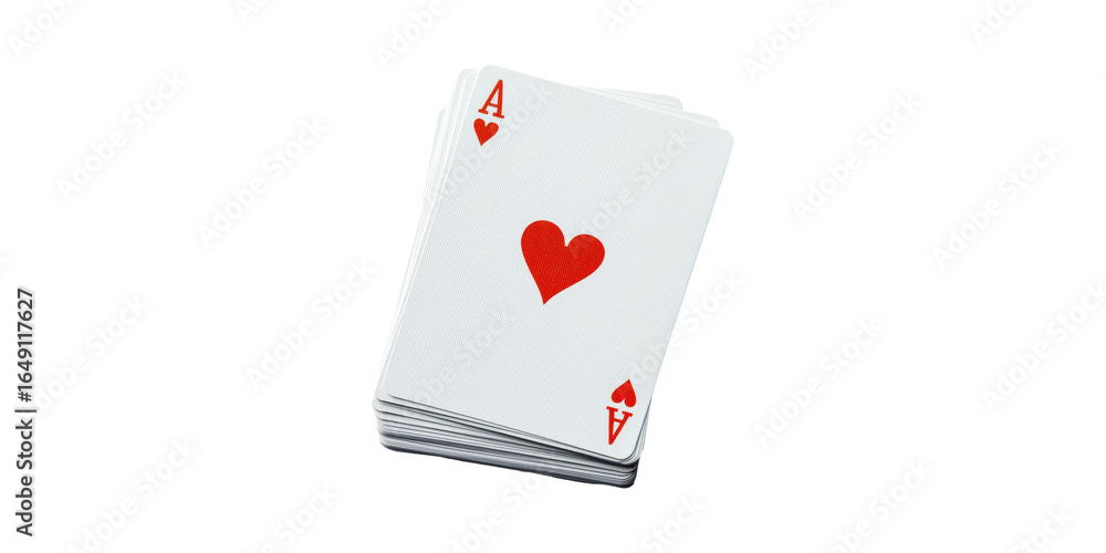 Obraz premium Ace Of Hearts Playing Card Stack. Symbol Of Love, Luck, And Strategy In Card Games Isolated On Transparent Background