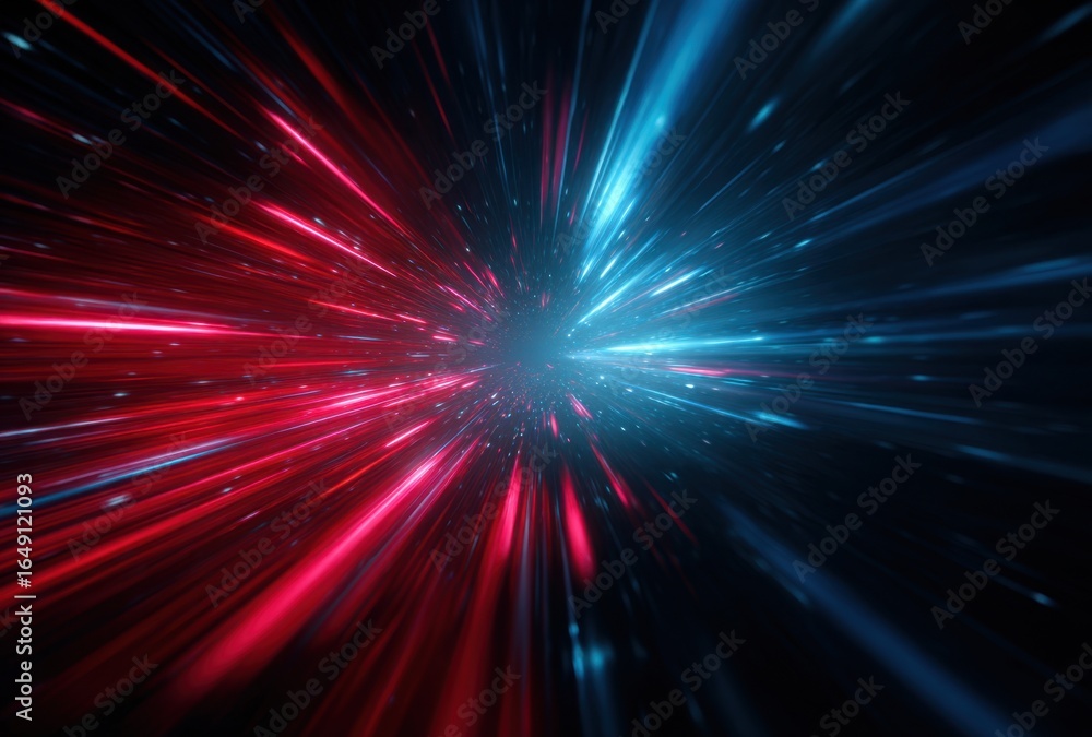 Naklejka premium Abstract background with vibrant red and blue light streaks radiating outwards from a central point