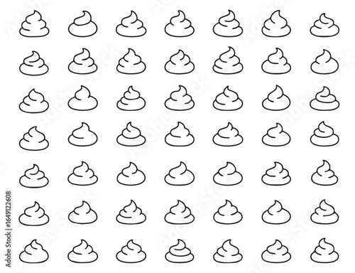 Pet poop icons, dog excrement in doodle style isolated on white background. Animal poop vector design. Vector illustration