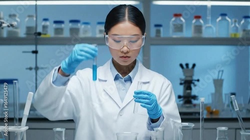 Female Scientist with Test Tube in Laboratory 4k video