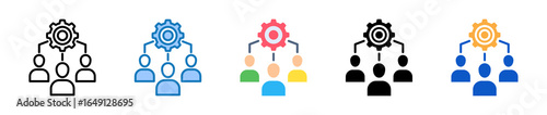Teamwork multiple style icons set design vector illustration. 