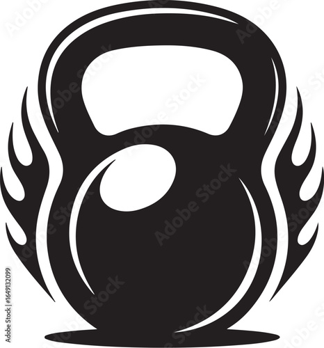 Dynamic kettlebell with flame design for fitness motivation
