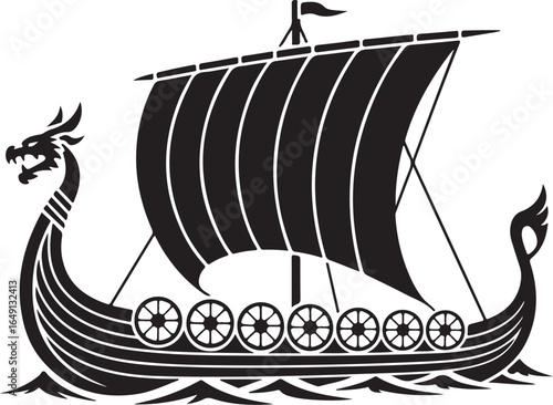 Majestic Viking longship sails the open sea boldly