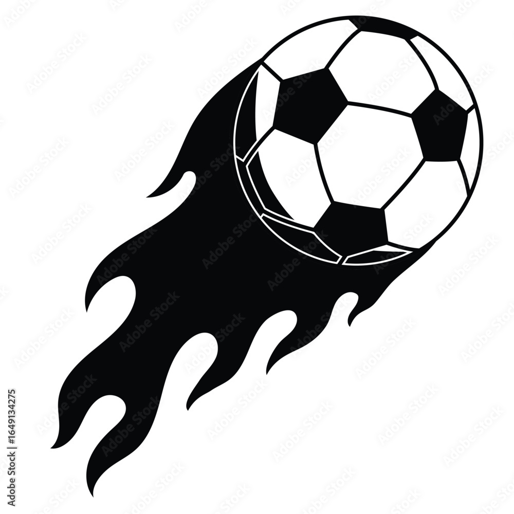 Fototapeta premium Soccer ball with flame vector draw