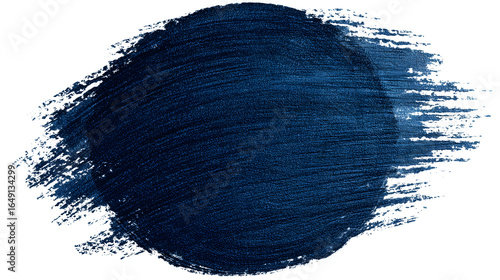 Navy blue grungy brush circle isolated on white