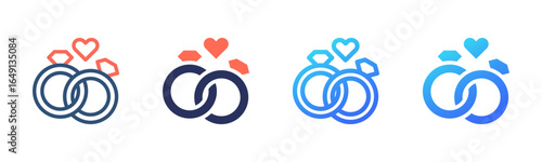 Wedding Rings icon sheet multi style collection