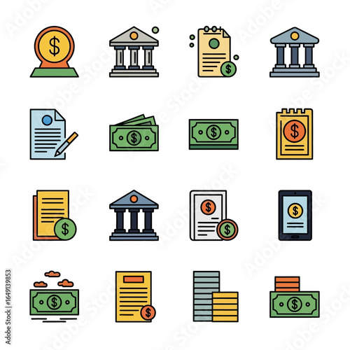 Dollar symbols represent finances across various platforms display economy