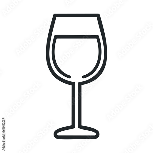 Simple outline of a wine glass for elegant designs and invitations