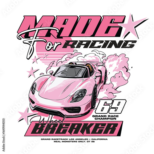 Pink cool supercar racing design