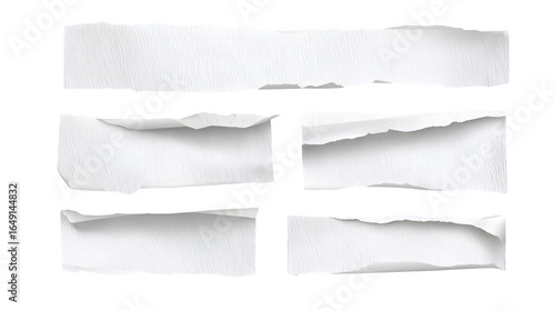 Wallpaper Mural Ripped white tape paper strips set isolated on white Torontodigital.ca