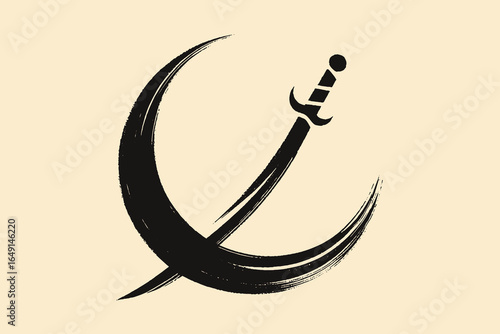 Arabian sabre brush stroke silhouette vector illustration