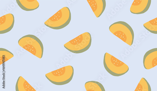 Cute melon fruits seamless pattern background