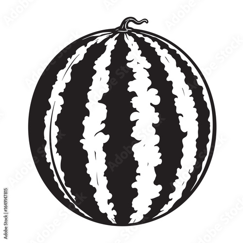 black and white silhouette vector of watermelon fruit on white background