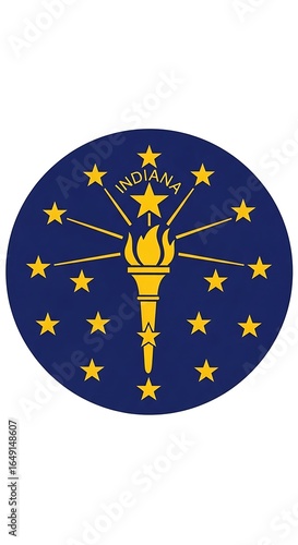 Indiana State Flag, Circular Design, Stars and Torch