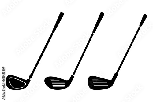 golf clubs  silhouettes ready to hit the ball
