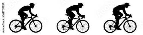 Silhouettes of  cyclists riding bikes