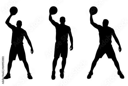 Basketball player silhouettes in action 