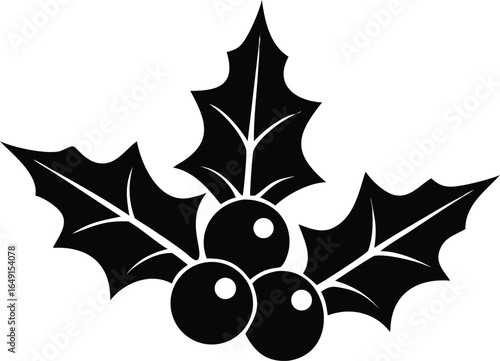 Silhouette of a Christmas Holly Berry Vector Icon