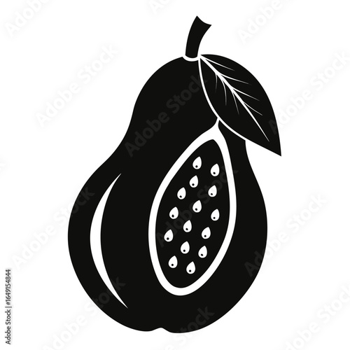 Bold black papaya silhouette clean vector design