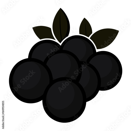 Minimalist black silhouette of a blueberry cluster