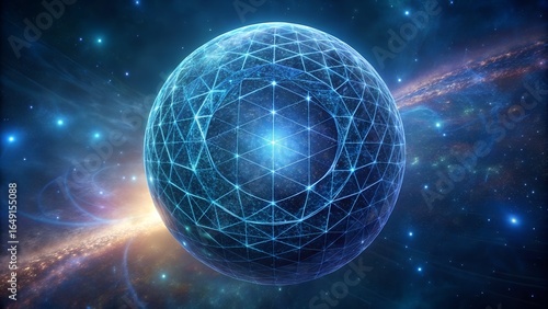 A connected sphere in space symbolizing global digital communication network