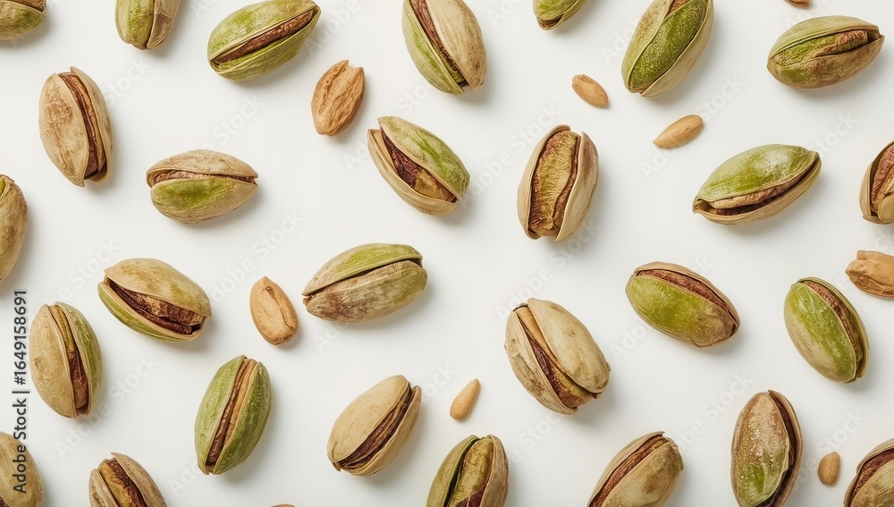 Obraz premium fresh pistachios floating isolated on white or white background