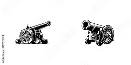 Historical cannons displayed prominently as symbols of military power and engineering advancements in warfare