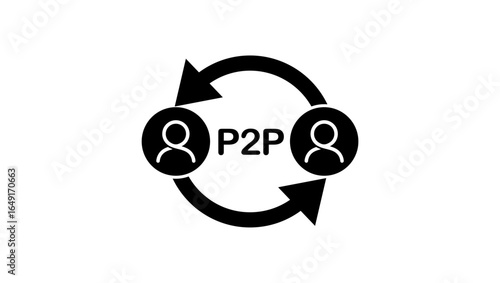 p2p symbol, black isolated silhouette