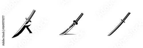 Different styles of traditional blades displayed in a minimalist design for artistic expression
