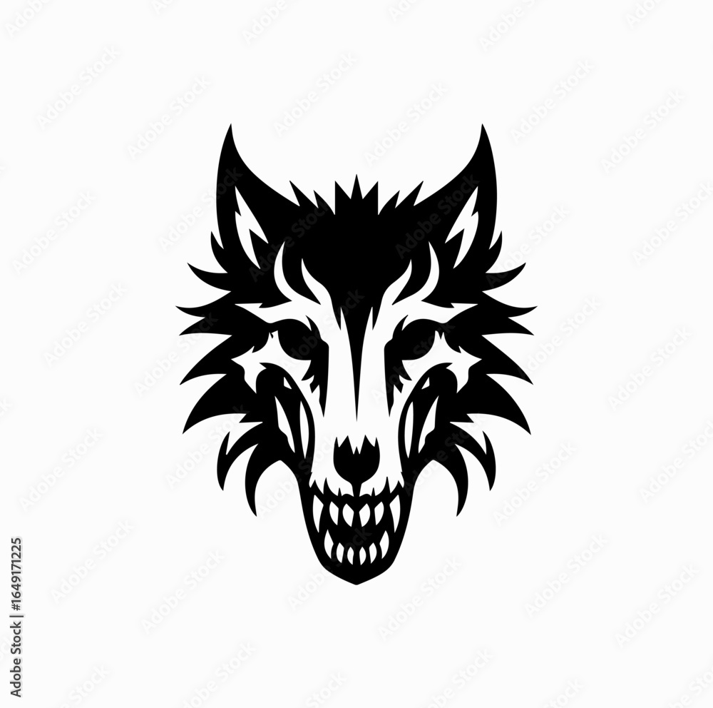 Fototapeta premium Wolf Skull Silhouette – Dark Gothic Death Metal Icon