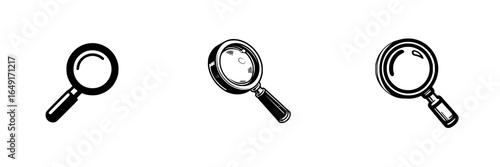 Various magnifying glasses with distinct designs illustrating exploration and detail observation