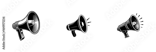 Megaphones used for announcements at an outdoor event during daytime
