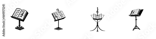 Collection of diverse music stands illustrating different designs and features for musicians in practice or performance