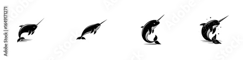 Illustration of a narwhal's unique movements in a playful underwater setting