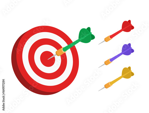 Darts. Dartboard and darts. Vector clipart isolated on white background