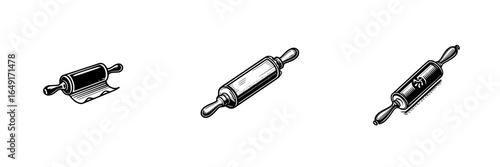 Rolling pins in varying styles displayed against a simple background for culinary decoration and inspiration