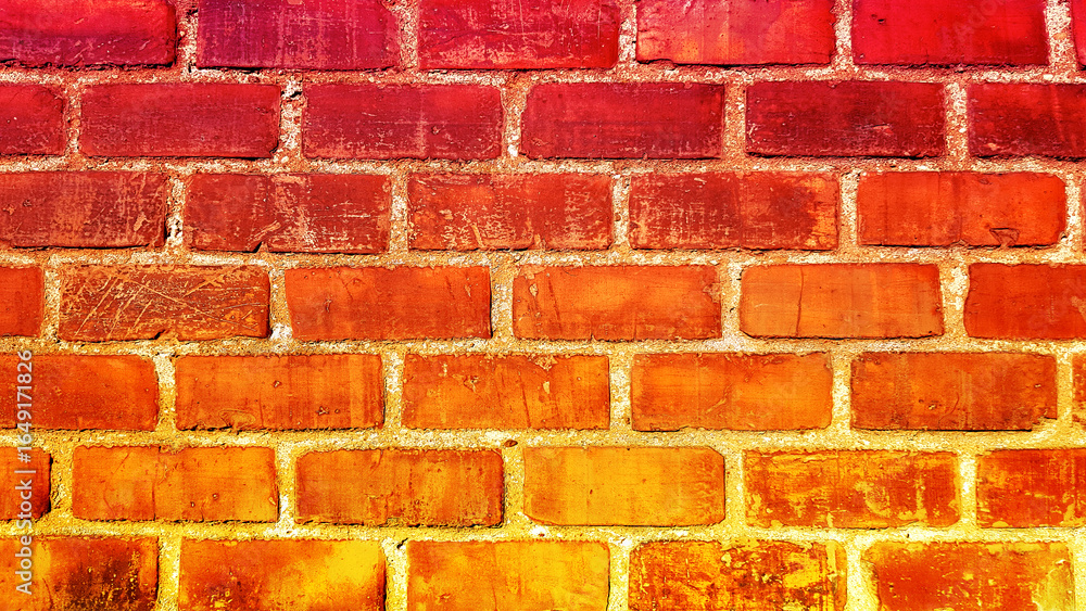 Obraz premium Brick old grunge stone wall orange texture background.