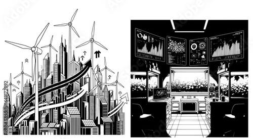 Eco-tech harmony in clean monochrome style