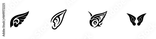 Intricate black wing designs showcasing cultural artistry and unique patterns in a minimalist style