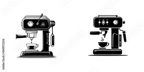 Coffee machines prepare espresso and cappuccino with precision in a stylish kitchen setting