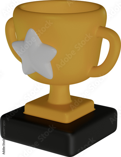 Golden Trophy Celebrating Achievement and Success With Shining Stars
