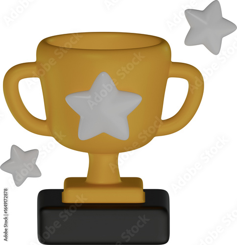 Golden Trophy Celebrating Achievement and Success With Shining Stars