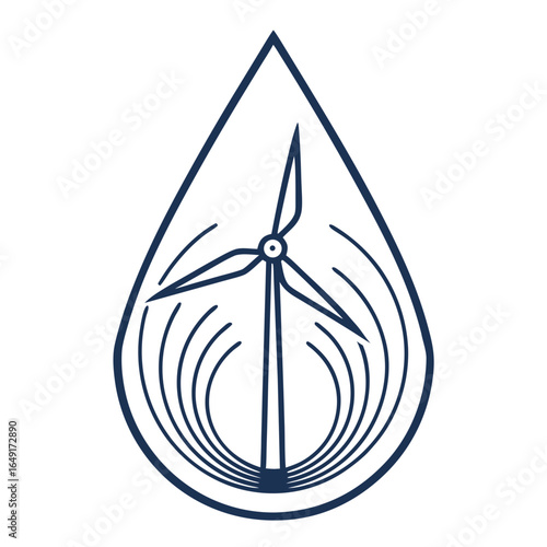 tiny wind turbine in water droplet
