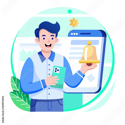 A flat style illustration representing get alerts