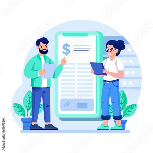 A flat style illustration representing split payment