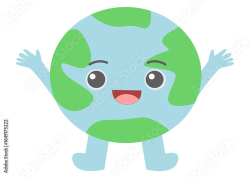 Cartoon earth with happy expression. Illustration of earth with happy face.