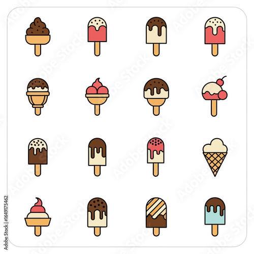 Assorted icecreams appear arranged against white background delicious